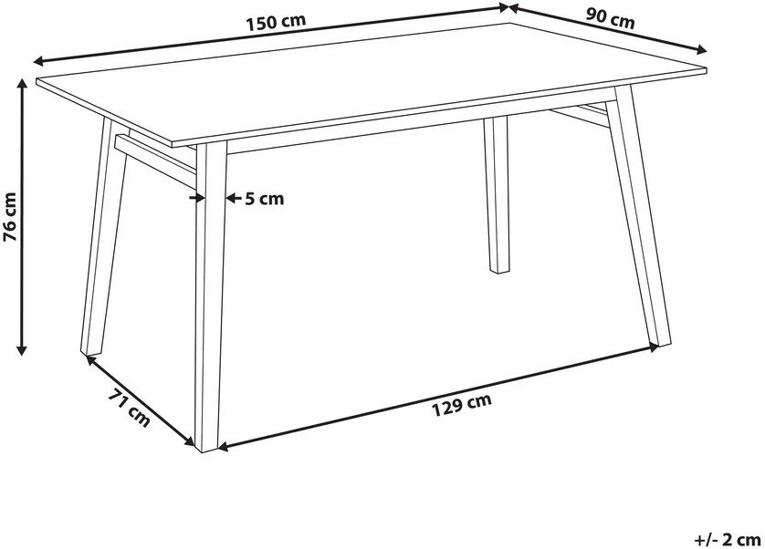 Beliani Valgomojo stalas VARLEY natūralaus uosio spalvos 150 cm x 90 cm