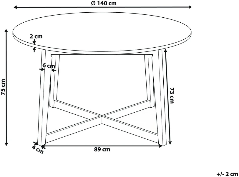 Beliani Valgomojo stalas WAIPORI šviesaus ąžuolo spalvos 140 cm