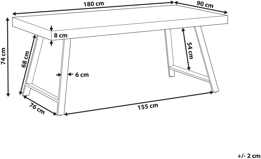 Beliani Valgomojo stalas WARTON tamsiai rudas, 180x90 cm, pušies mediena