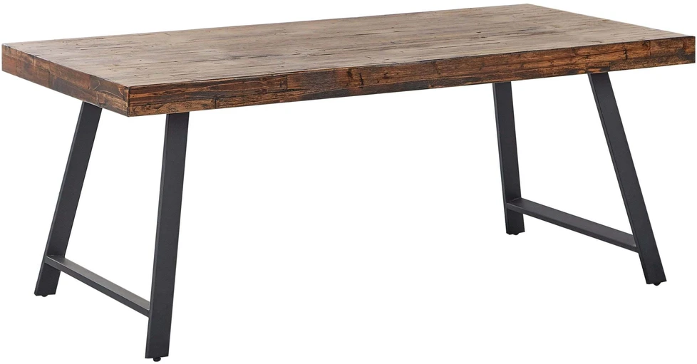 Beliani Valgomojo stalas WARTON tamsiai rudas, 180x90 cm, pušies mediena