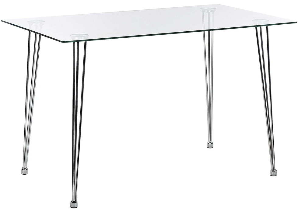 Beliani Valgomojo stalas WINSTON, sidabrinis, 120 × 70 cm, grūdintas stiklas