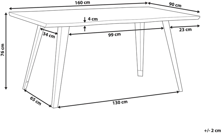 Beliani Valgomojo stalas WITNEY tamsiai rudas 160 cm 90 cm