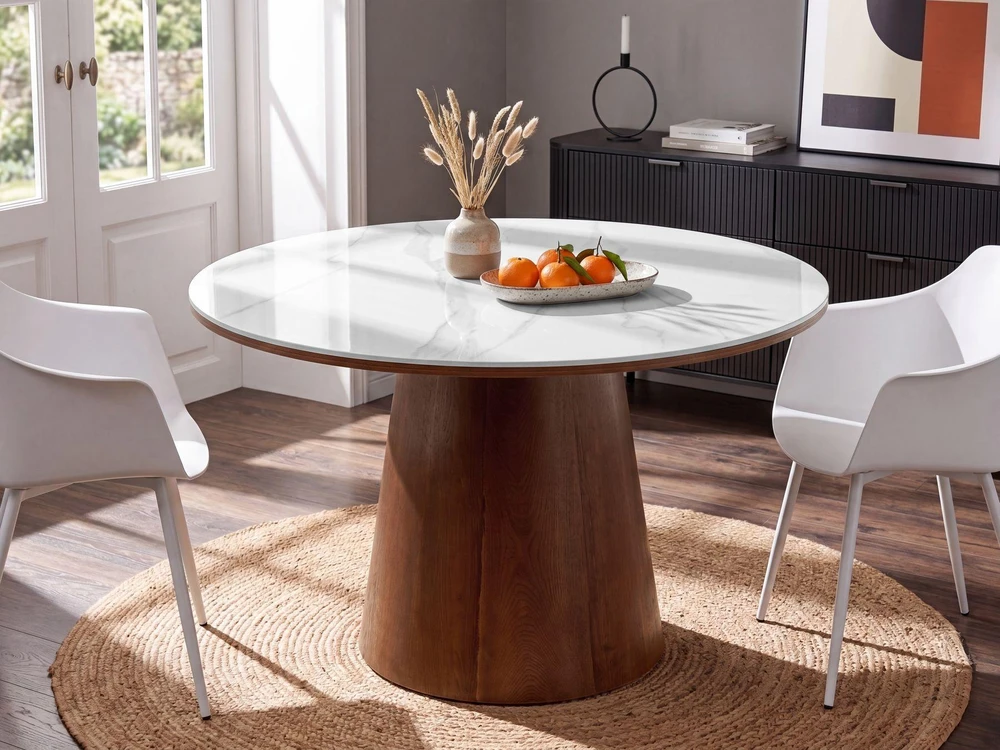 Beliani Valgomojo stalas WYLIE tamsaus uosio spalvos 120 cm