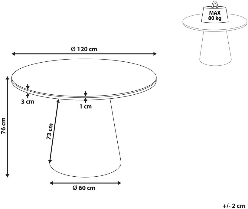 Beliani Valgomojo stalas WYLIE tamsaus uosio spalvos 120 cm