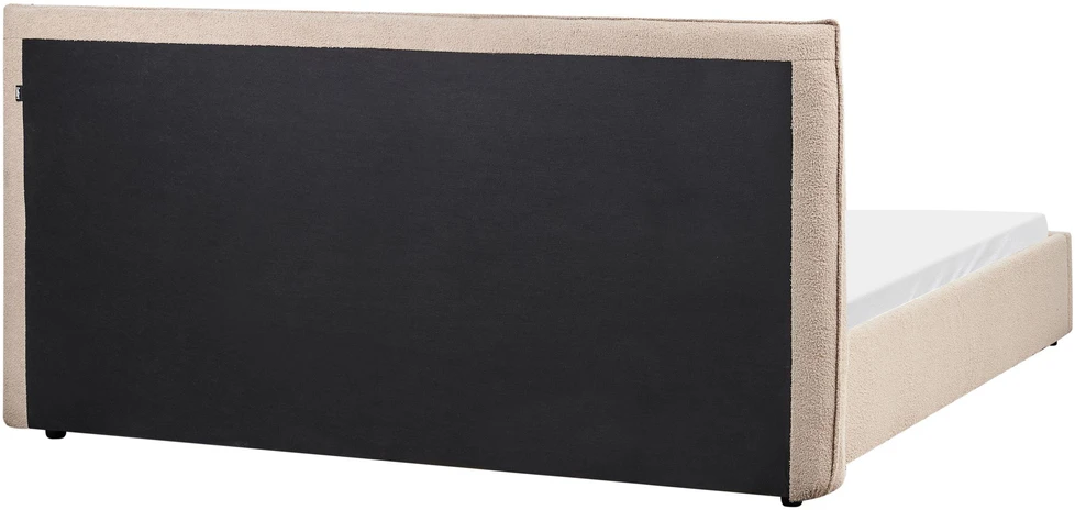 Beliani Vandeninė lova Boucle LAVAUR 180 x 200 cm smėlio pilkumo spalvos