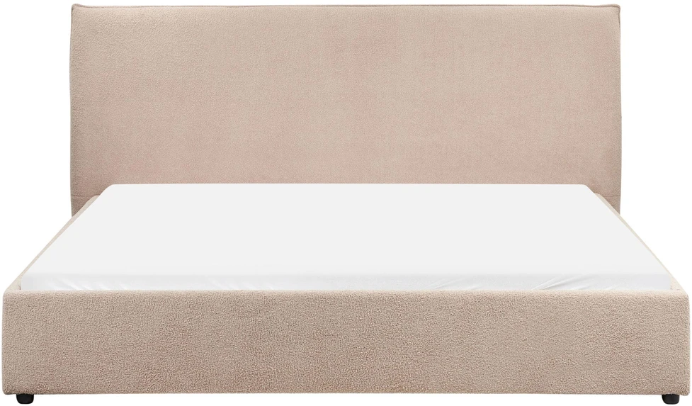 Beliani Vandeninė lova Boucle LAVAUR 180 x 200 cm smėlio pilkumo spalvos
