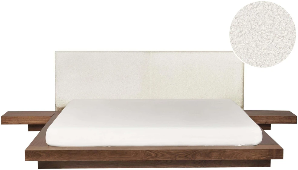 Beliani Vandeninė lova Boucle ZEN 180 x 200 cm ruda uosio spalva