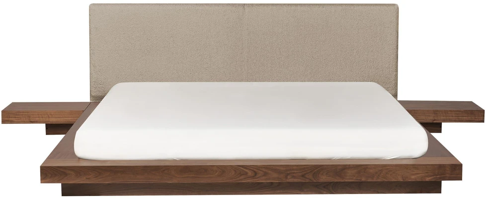 Beliani Vandeninė lova Boucle ZEN 180 x 200 cm, uosio ruda