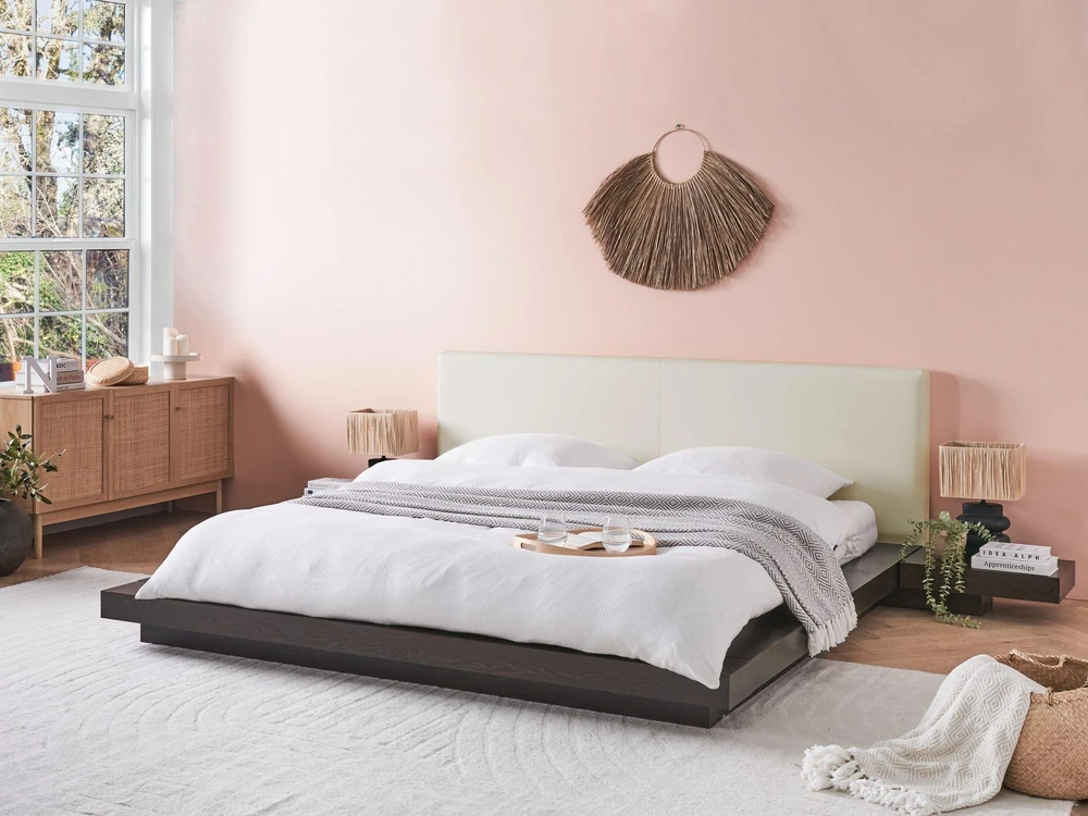 Beliani Vandeninė lova iš dirbtinės odos ZEN 180 x 200 cm tamsaus uosio spalvos