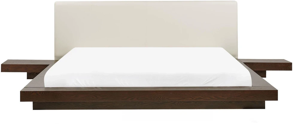 Beliani Vandeninė lova iš dirbtinės odos ZEN 180 x 200 cm tamsaus uosio spalvos