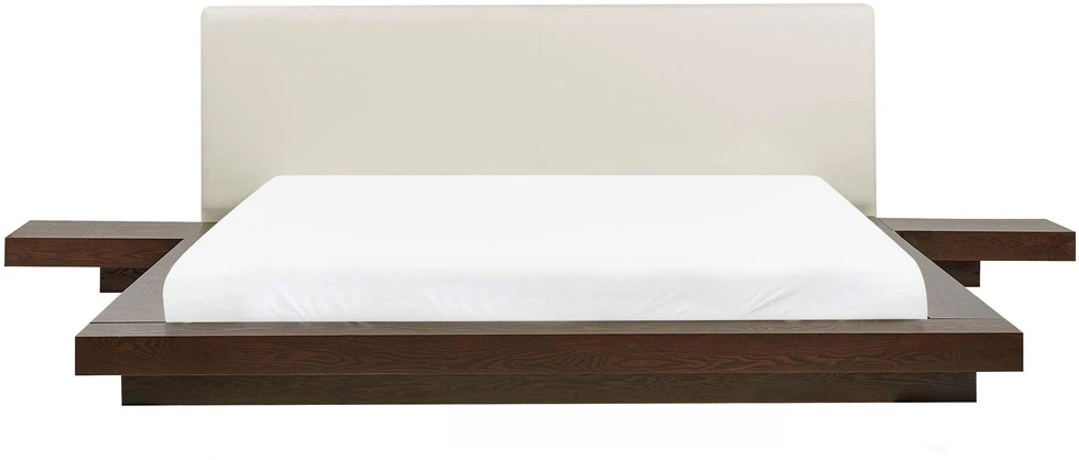 Beliani Vandeninė lova iš dirbtinės odos ZEN 180 x 200 cm tamsaus uosio spalvos