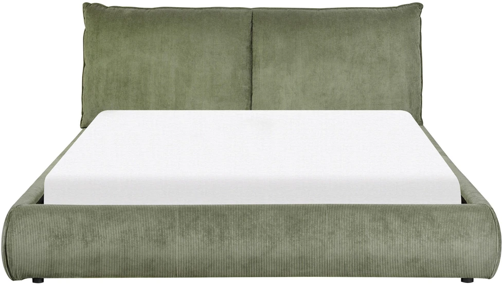 Beliani Vandeninė lova VINAY, velvetinė, 160 x 200 cm, alyvuogių spalvos