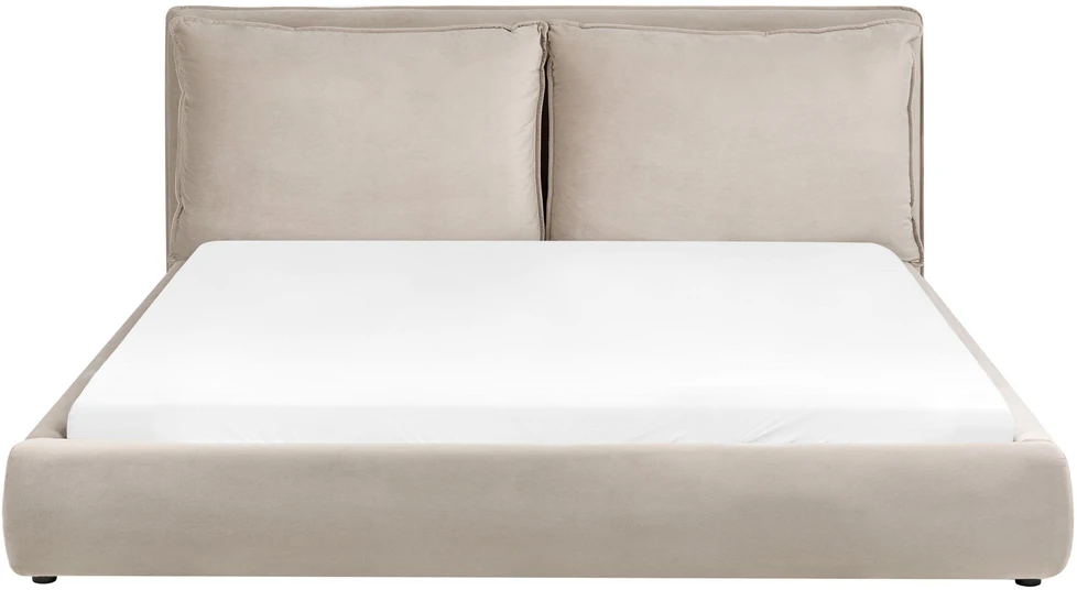 Beliani Vandeninė lova Welur BAJONNA 180 x 200 cm smėlio pilkumo spalvos