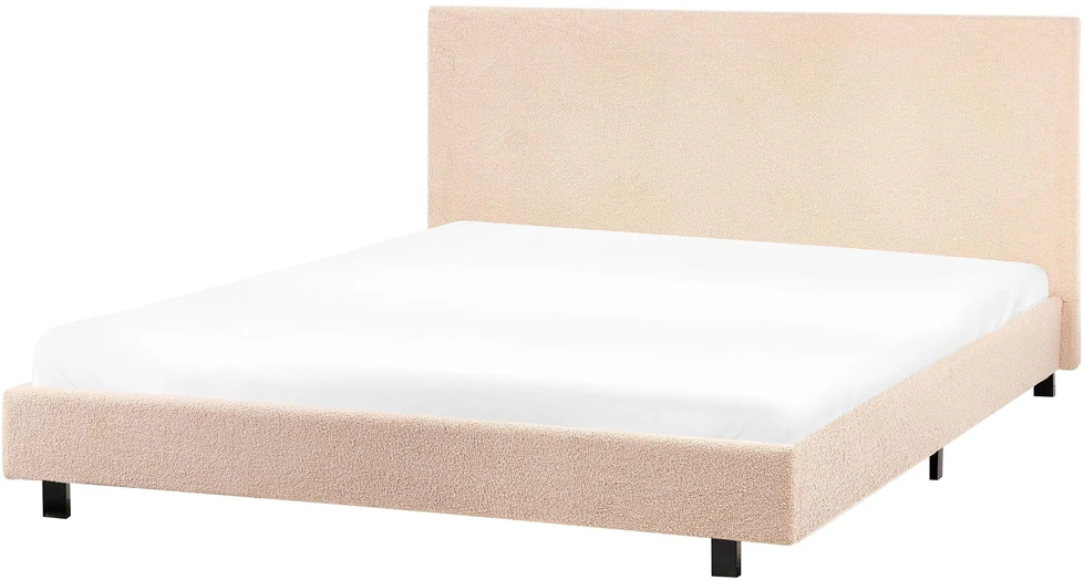 Beliani Vandens lova Boucle ALBI 160 x 200 cm smėlio spalvos