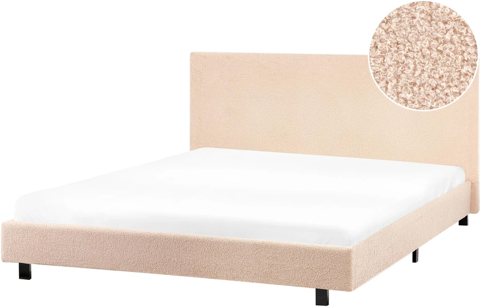 Beliani Vandens lova Boucle ALBI 160 x 200 cm smėlio spalvos