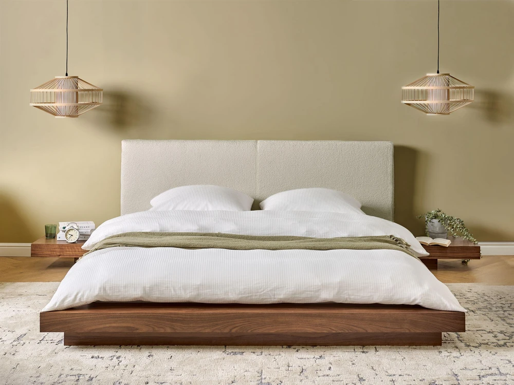 Beliani Vandens lova Boucle ZEN 160 x 200 cm, rudo uosio spalvos