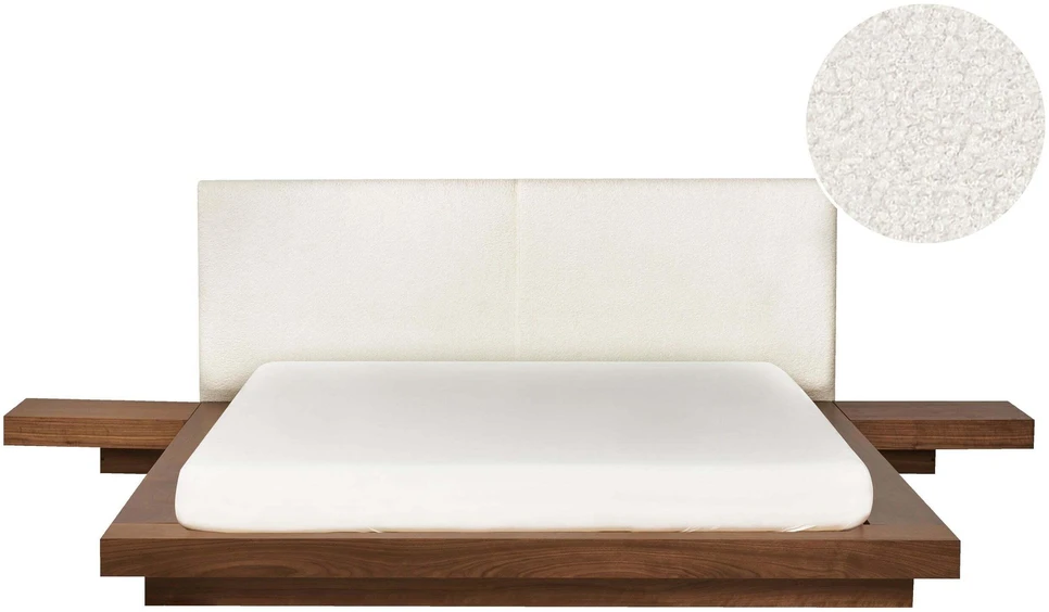 Beliani Vandens lova Boucle ZEN 160 x 200 cm, rudo uosio spalvos