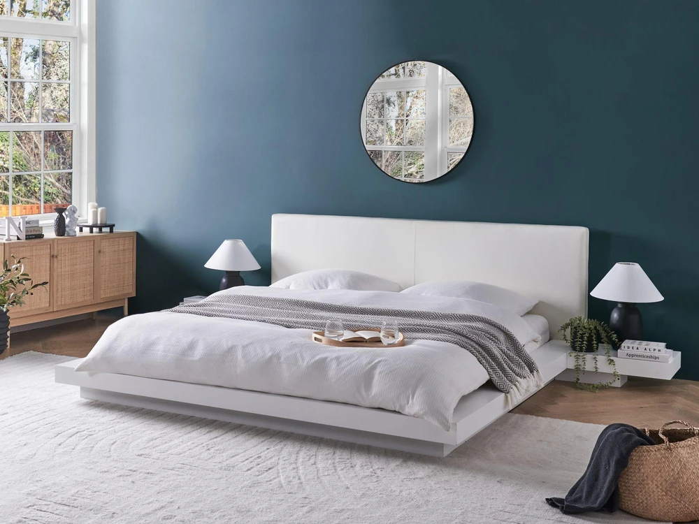Beliani Vandens lova iš dirbtinės odos ZEN 180 x 200 cm, balta