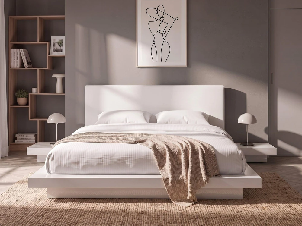 Beliani Vandens lova iš dirbtinės odos ZEN 160 x 200 cm balta