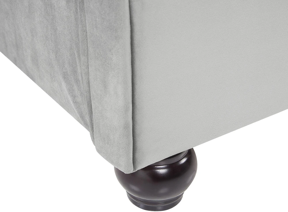 Beliani Vandens lova iš veliūro AVALLON 180 x 200 cm, pilka