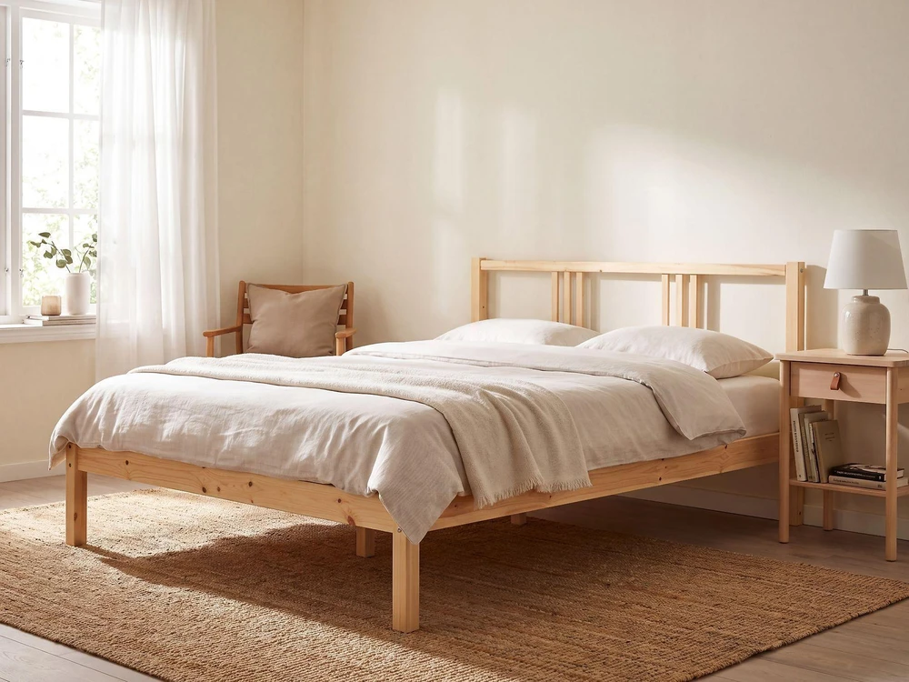 Beliani VANNES pušies medienos lova 140 x 200 cm šviesiai ruda