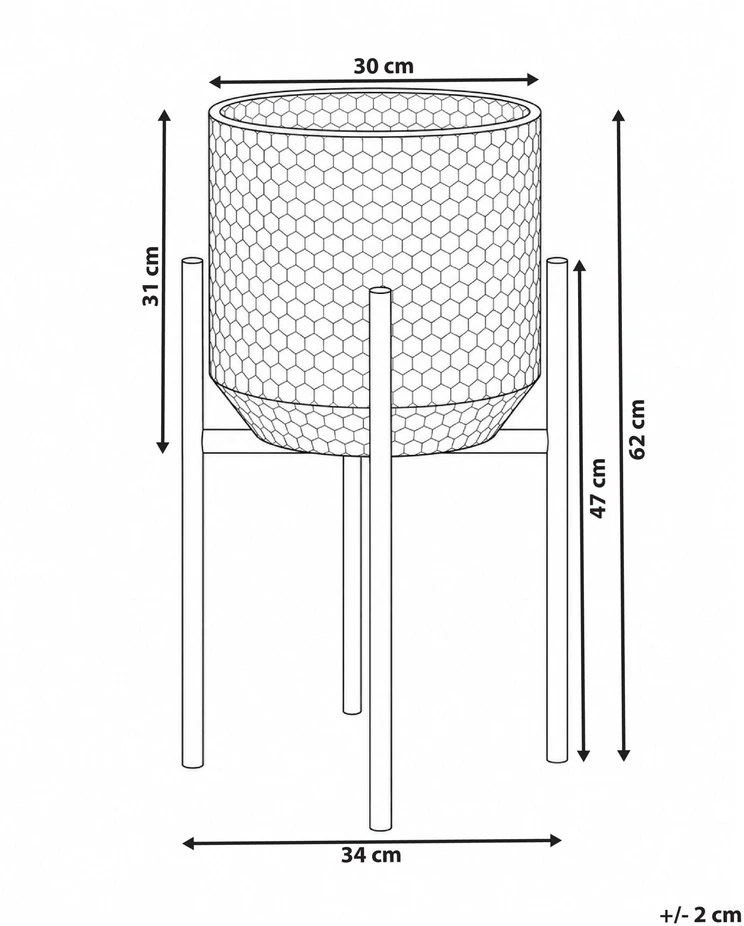 Beliani Vazonas ant kojelių ALDOVANDRA 34 cm, metalinis, juodas