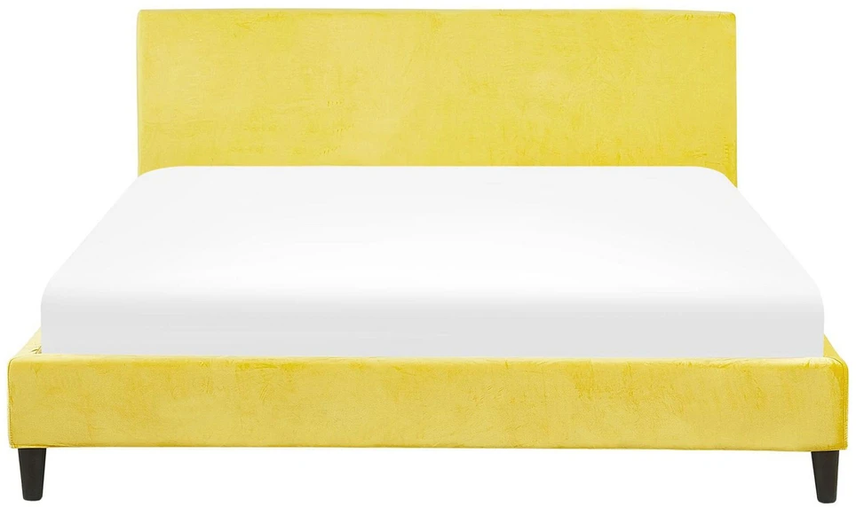 Beliani Veliūrinė lova FITOU 160 x 200 cm geltona