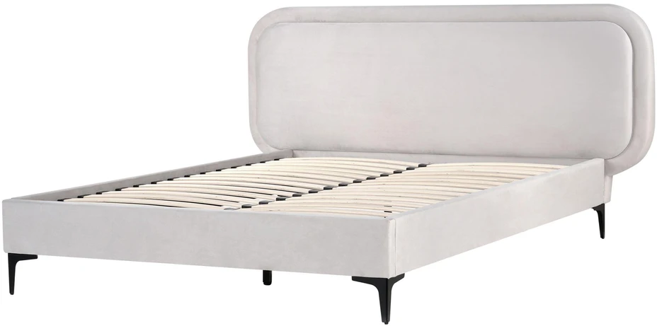 Beliani Veliūrinė lova SUZETTE 140 x 200 cm Šviesiai pilka