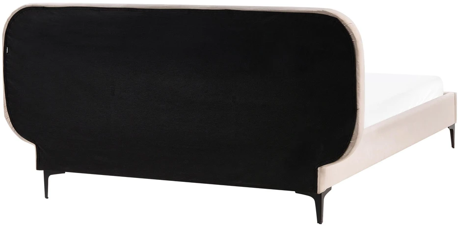 Beliani Veliūrinė lova SUZETTE 140 x 200 cm šviesiai smėlio spalvos