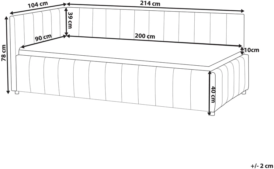 Beliani Veliūrinė viengulė lova LISIEUX, 90 x 200 cm, smėlio pilkumo