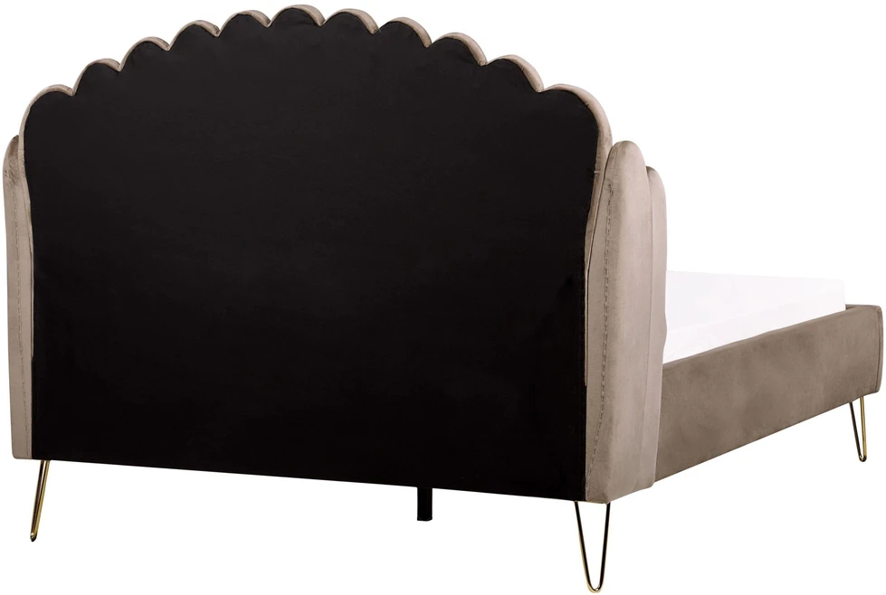 Beliani Velvetinė lova AMBILLOU 140 x 200 cm smėlio spalvos
