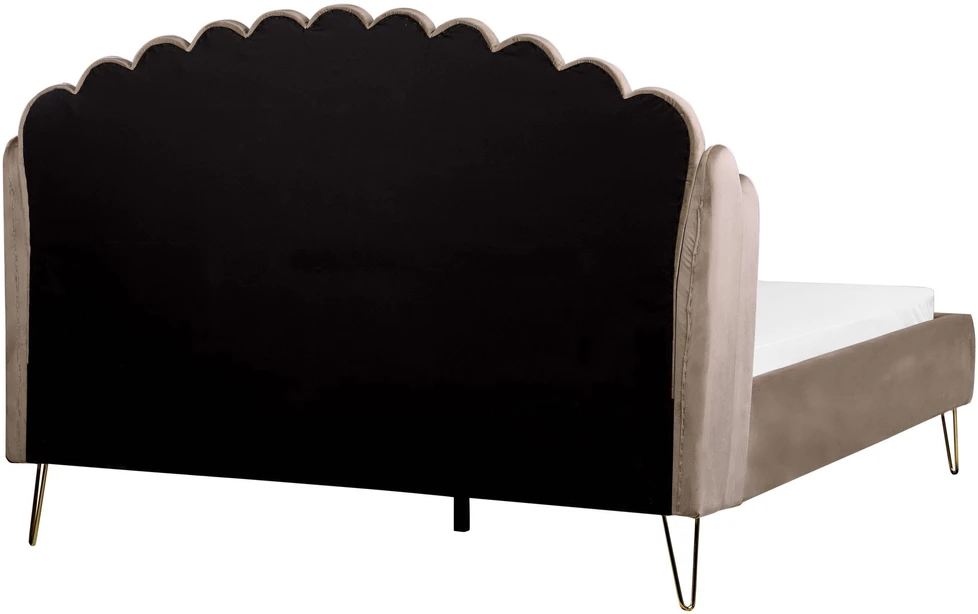 Beliani Velvetinė lova AMBILLOU 160 x 200 cm smėlio pilkumo spalvos