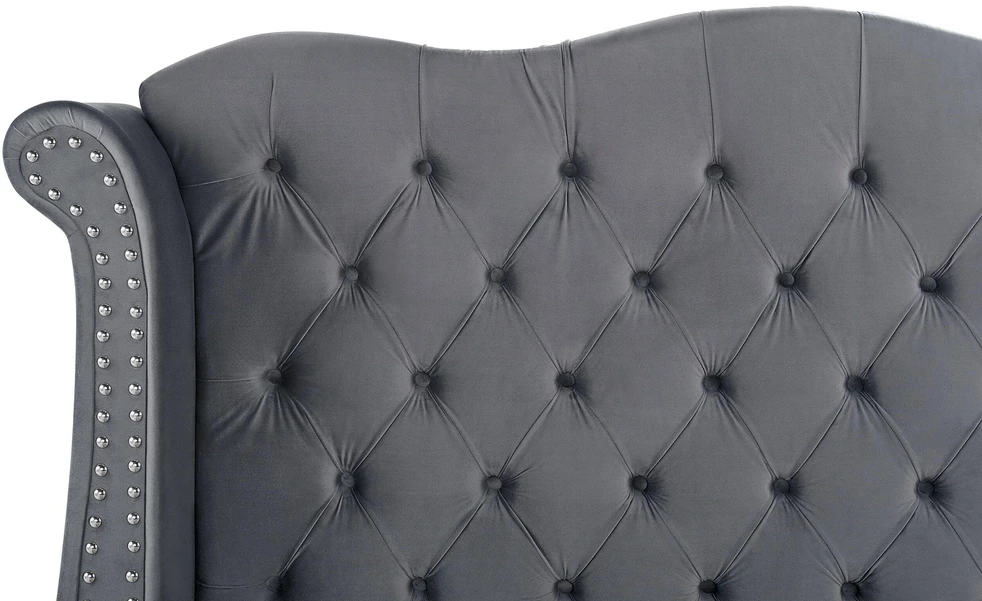 Beliani Velvetinė lova AYETTE 180 x 200 cm pilka