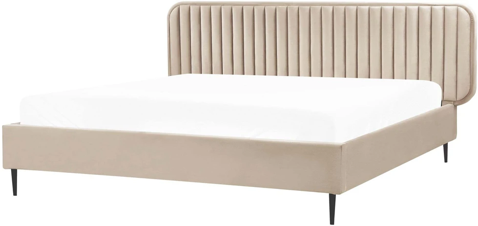 Beliani Velvetinė lova BRIN 180 x 200 cm smėlio pilkos spalvos