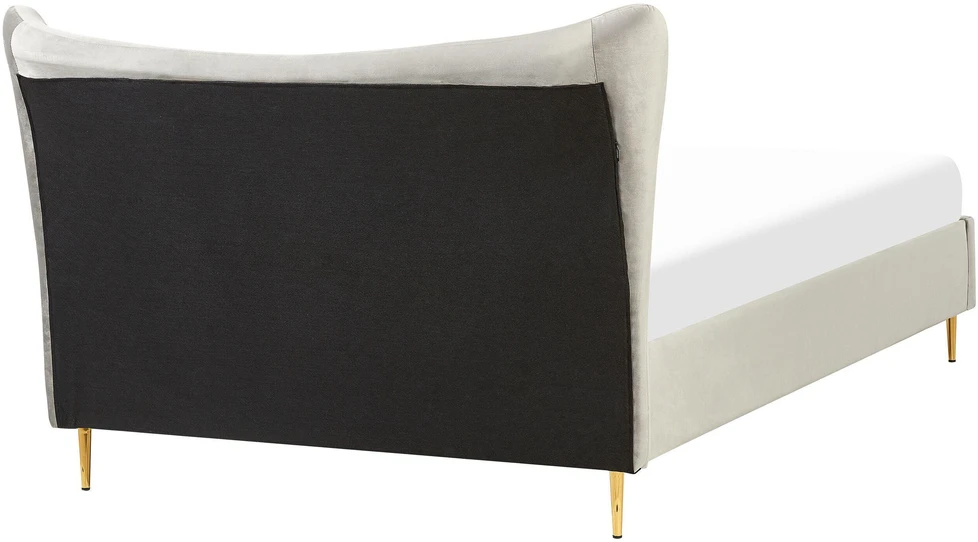 Beliani Velvetinė lova CHALEIX 140 x 200 cm Šviesiai pilka