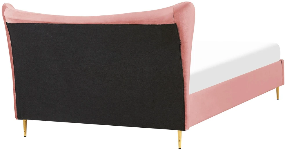 Beliani Velvetinė lova CHALEIX 160 x 200 cm persikinė