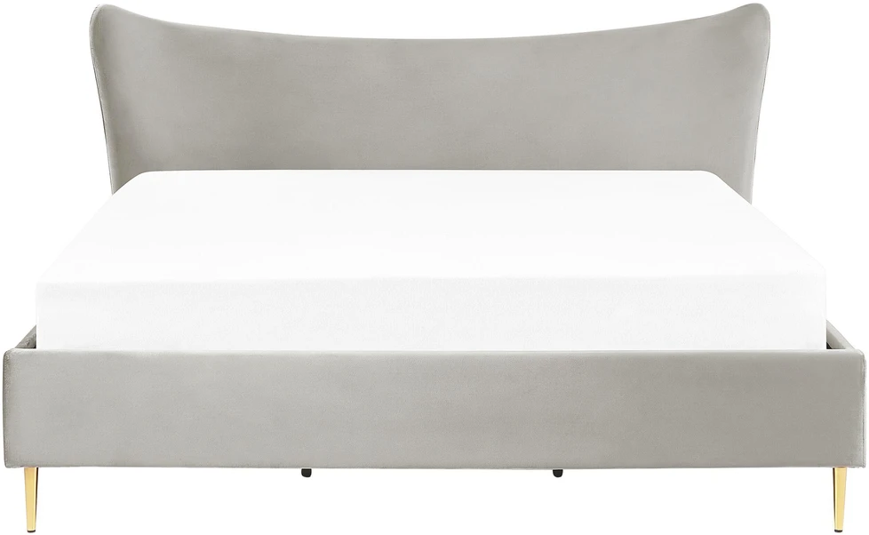 Beliani Velvetinė lova CHALEIX 180 x 200 cm šviesiai pilka