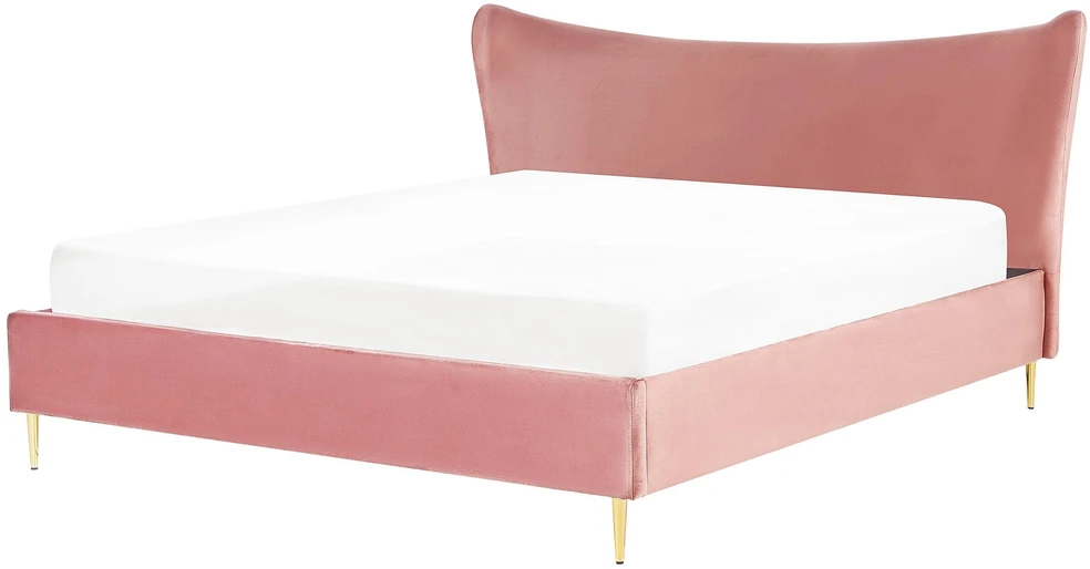 Beliani Velvetinė lova CHALEIX 180 x 200 cm persiko spalvos