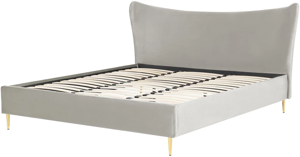 Beliani Velvetinė lova CHALEIX 180 x 200 cm šviesiai pilka