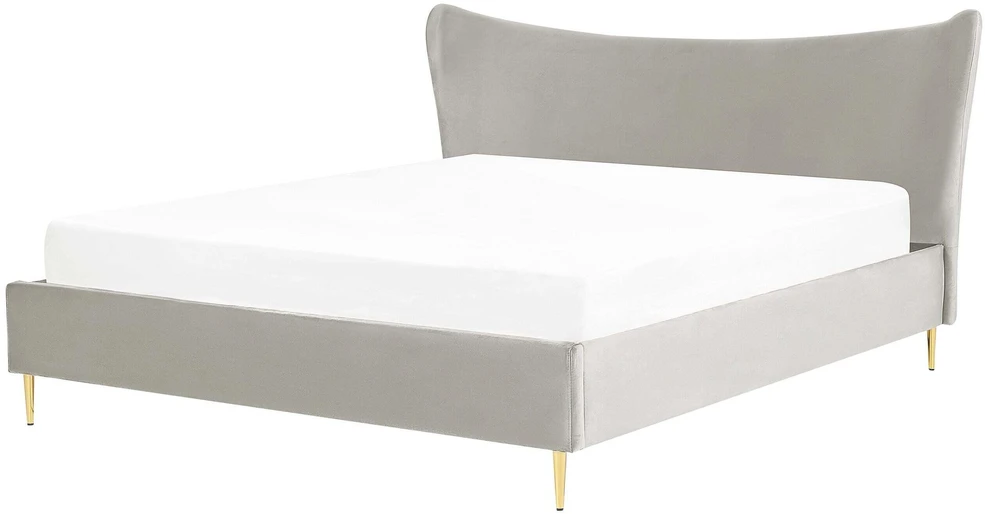Beliani Velvetinė lova CHALEIX 180 x 200 cm šviesiai pilka