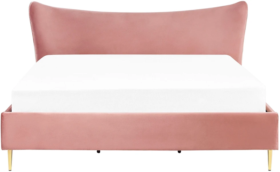 Beliani Velvetinė lova CHALEIX 180 x 200 cm persiko spalvos