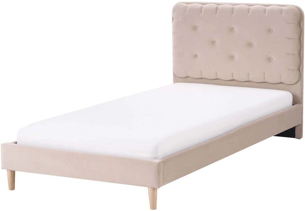 Beliani Velvetinė lova CORSAINT 90 x 200 cm, smėlio spalvos
