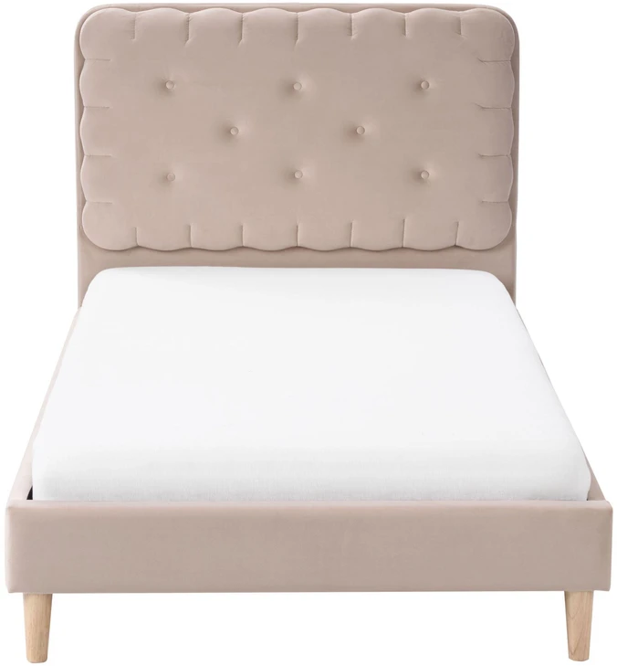 Beliani Velvetinė lova CORSAINT 90 x 200 cm, smėlio spalvos