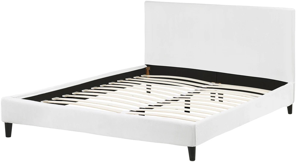 Beliani Velvetinė lova FITOU 160 x 200 cm balta