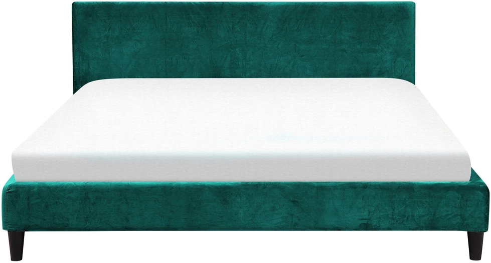 Beliani Velvetinė lova FITOU 180 x 200 cm tamsiai žalia