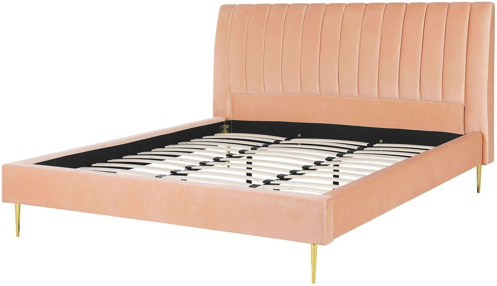 Beliani Velvetinė lova MARVILLE 180 x 200 cm persiko spalvos