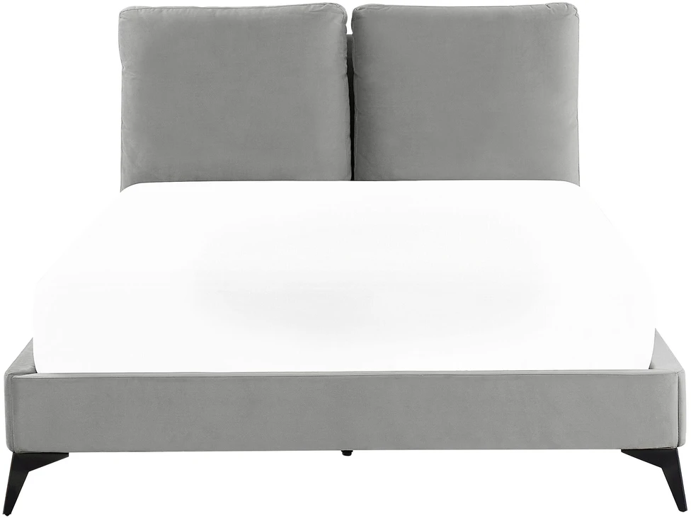 Beliani Velvetinė lova MELLE 140 x 200 cm pilka