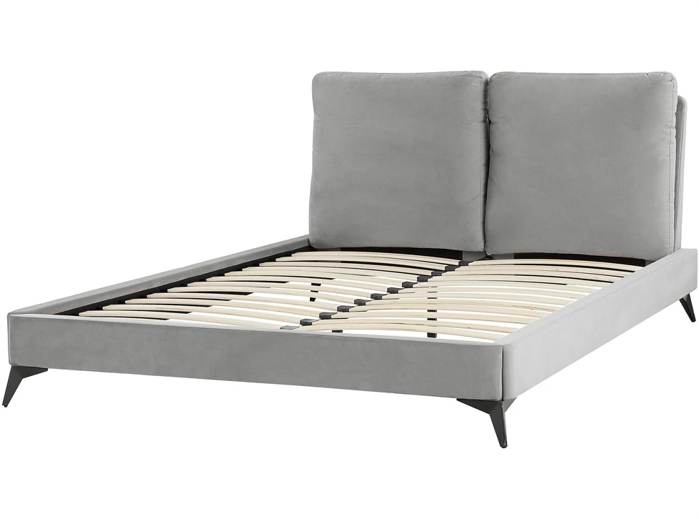 Beliani Velvetinė lova MELLE 140 x 200 cm pilka