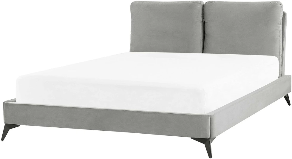 Beliani Velvetinė lova MELLE 140 x 200 cm pilka