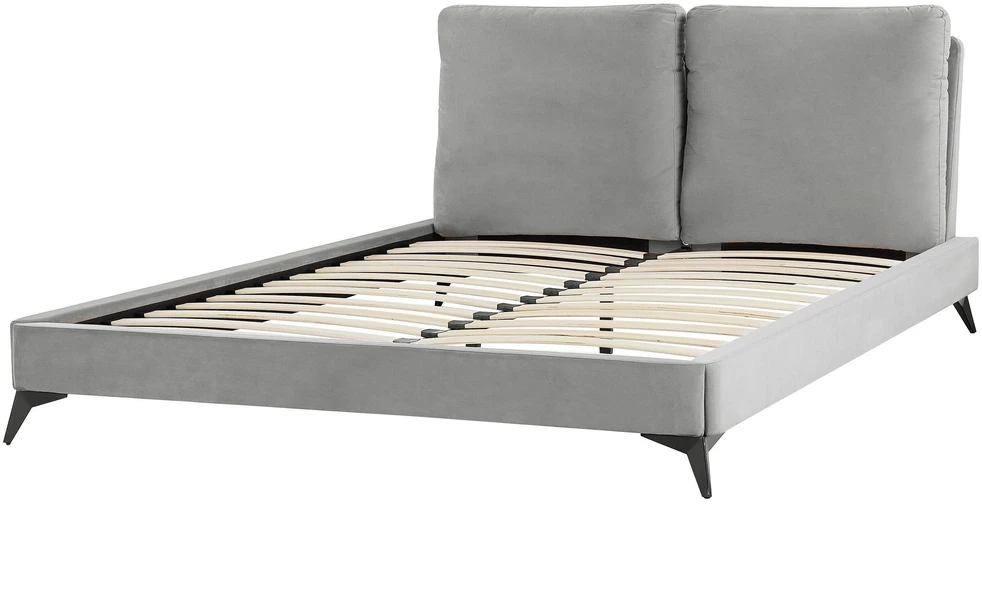 Beliani Velvetinė lova MELLE 160 x 200 cm Pilka